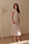 Midi V-Neck Satin Dress - 5