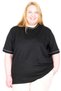 Mode XL Real Big Size Women's T-Shirt Bis Collar Seersucker Pocket U26221 Black - 2