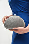 Women's Silver Wavy Textured Metal Framed Chain Strap Evening Dress Wedding Bag - 6