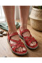 Women's Genuine Leather Daily Sandals Red - 4