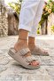 20077 Pienn Soft Anatomical Stone Detailed Flexible Soft Sole Two Buckle Women's Slippers - 3