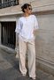 Romantic Lace-Trimmed Wide-Fit Crew Neck T-Shirt - 4