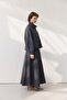 High Collar Gathered Short Jacket Skirt Set Dark Navy Blue - 3