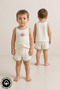 Unisex Sun Printed Piping Detailed 100% Cotton Baby Kids Athlete Shorts Set