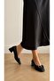 La Mi̇a Women's Black Buckle Thick Heeled Leather Classic Plus Size Shoes - 5