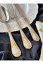 24K Decorated Gold Zera 42 Piece Cutlery Set for 6 People - 7
