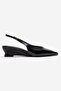 Rosella Black Patent Leather Mini Wedge Women's Heeled Shoes - 4