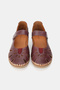 Women's Burgundy Genuine Leather 35-41-42 Size Strapped Flat Wedge Heel Side Open Sandals - 4