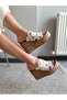 Women's limo white denim padded cork sole slippers 10 cm white