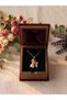 Mother and Child Themed Steel Gold Zircon Stone Necklace - 4