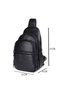 Men's Black Genuine Leather Double Handle Cross Shoulder Bag Body Bag Chest Bag - 3
