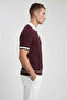 Burgundy Polo Collar Zippered Short Sleeve Men's T-Shirt - 5