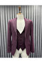 سترة رجالية منقوشة باللون العنابي على شكل قرص العسل