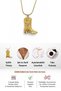 Women's Gold Color 316L Steel Boot Pendant Necklace with Flower Pattern Minimal Stylish Gift - 5