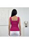 بلوزة نسائية بدون أكمام بحزام سميك، تريكو صيفي نحيف بياقة مربعة وتصميم بسيط - 5