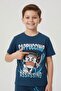 Blue Character Printed Crew Neck T-Shirt and Sweatpants Set for Boys 23847 - 2