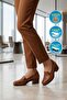 Tan Genuine Leather Women's Heeled Shoes - 3