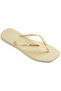 Square Logo Metallic Women's Butter Color Comfortable Non-Slip Beach Flip Flops - 3