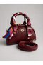 Women's Burgundy Scarf Mini Bag – Stylish Faux Leather Crossbody Hand & Shoulder Daily Trend Bag - 5