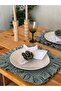 6-Piece Mossy Linen Placemat with Ruffle Detail, American Style/ Supla Green - 6