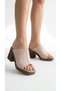Women's Vintage High Wedge Heel Slippers Sandals Shoes with Skin Medium Detail