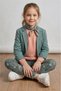 Patterned Kids Leggings - Green Vintage Floral Girls Leggings - Soft Stretchy Comfortable Cotton Sweat-Wicking - 3