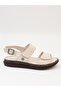 D26Ys 2745 Cream Genuine Leather Velcro Women's Sandals - 5