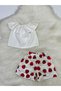 Girl's 2-Piece Set: Madonna Collar White Blouse & Fruit Patterned Shorts Set - 7