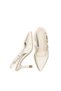 Women's Beige Patent Leather Open Back Stiletto with Gold Belt Detail - 5