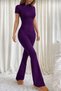 Voga Purple Basic Fitness Yoga Pilates Slim Fit Zippered Spanish Leg 2-Piece Sports Leggings Set - 5