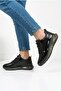 Men's Black Genuine Leather Orthopedic Thick Soled Casual Sneaker Shoes