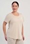 Plus Size Round Neck Short Sleeve Pajama Set Beige-512250 - 5