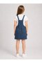 Robi̇n 54605-26 Girl's Denim Salopet Dress with White T-Shirt 2-Piece Set Stone Detailed Pocket Denim Dress - 8