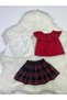 Baby Girl 3-Piece Set: Madonna Collar Blouse & Square Patterned Skirt - 8