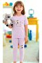 Cute Koala Pattern Lilac Color Crew Neck Cuffed Leg Pocket Detail Cotton Combed Cotton Girls' Pajama Set - 4