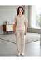 Lycra Patterned Bow Decorated Women's Pajama Set - 3