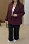 Plus Size Women's Oversized Lined Blazer Jacket - Mulberry - 6