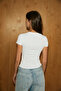 PETROVAC Women's Soft and Stretchy Fabric White T-Shirt with Print and Sequin Patterned - 5