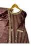 Brown Chinon Silk Embroidered Kurta Palazzo Set with Dupatta - HRT7614 | Brown - 2