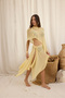 Minori Tied Yellow Knitwear Pareo Shawl - 3