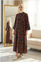 Women's Bohemian Patterned Shirt Collar Buttoned Hijab Shirt Dress - 2