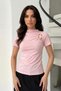 Women's Short-Sleeved T-Shirt with Gold Buckle Detail, Gathered Half Turtleneck, Sandy Lycra Stylish Blouse - 3