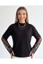 Lace Detailed Short Sleeve Modal Oversize T-Shirt Black