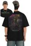 Unisex Iron Maiden Sign of the Cross Back Printed T-Shirt, Oversize Rock Band Themed Tshirt