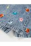 Girl's Figure Embroidered Blue Denim Shorts Skirt 2-8 Years Blue - 4