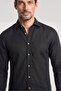 Men's Slim Fit Textured Long Sleeve Linen Black Shirt - 3
