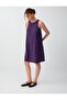 Purple Round Neck Loose Cut Short Dress - 2