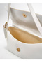 Wrinkled Textured White Shk302 Faux Leather, Single Compartment with Snap Fasteners, Hand, Arm and Shoulder Bag - 6
