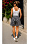 Women's Curve Large Size Elastic Waist Patterned Loose Cut Shorts & Bermuda Viscose Fabric - 2