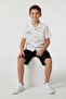 Ecru Summer Back-Printed Boys' Linen Shirt and Shorts 2 Sets 24038 - 4